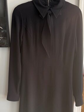 NWOT Who What Wear Black Long Sleeve Midi Dress with Neck Tie